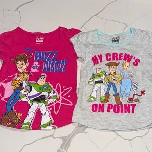 Two Girls Size 5 Toy Story T Shirts Short Sleeve